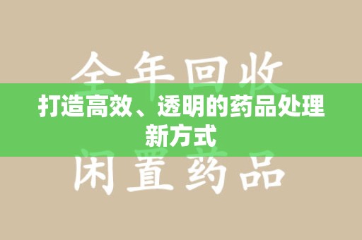 邢台打造高效、透明的药品处理新方式